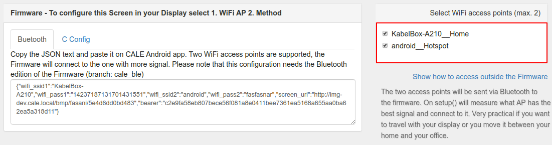 CALE Bluetooth config